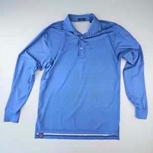 Turtleson Mens Blue Long Sleeve Performance Golf Polo Shirt Fayetteville CC M